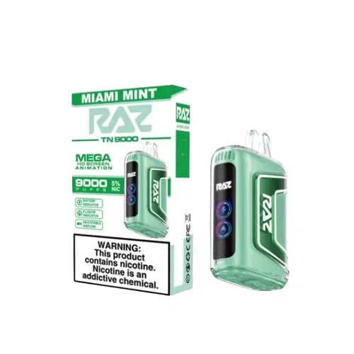 RAZ TN9000 9000 Puffs Nicotine Disposable (Rechargeable)-RAZ-Miami Mint-NYC Glass