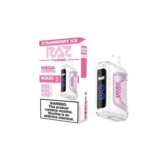 RAZ TN9000 9000 Puffs Nicotine Disposable (Rechargeable)-RAZ-Strawberry Ice-NYC Glass