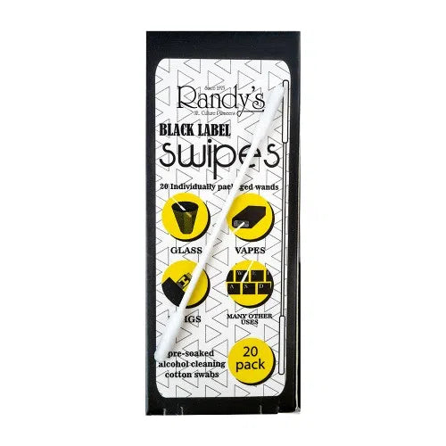 Randy's Black Label Swipes Pre-Soaked Alcohol Cleaning Cotton Swabs 20pk-Randy's-NYC Glass