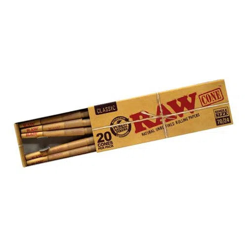 Raw Classic 70mm/24mm Cones - 12pk Box-RAW-Full Box: 20ct Box of 12pks (240 cones)-NYC Glass