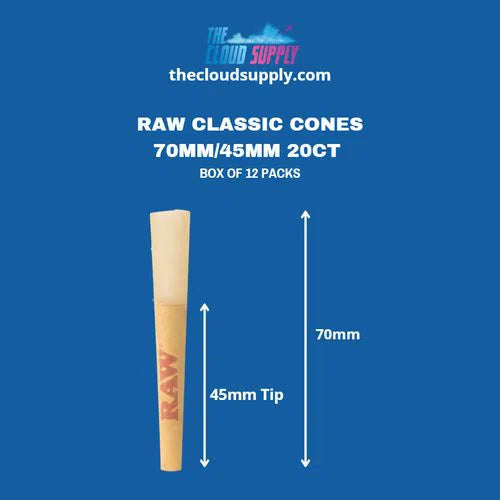 Raw Classic Cones 70mm/45mm 20ct - Box of 12 Packs-RAW-NYC Glass