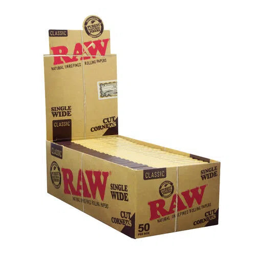 Raw Classic Cut Corners Single Wide Rolling Papers - 50pk Box-RAW-NYC Glass