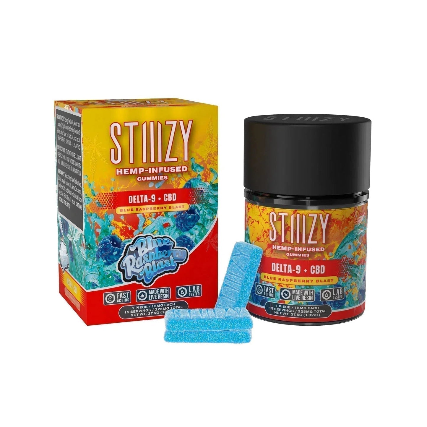 STIIIZY Delta 9/CBD Gummies 225mg Jar-Stiiizy-Blue Raspberry Blast-NYC Glass