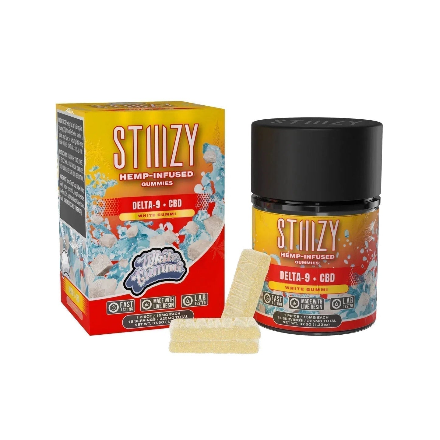 STIIIZY Delta 9/CBD Gummies 225mg Jar-Stiiizy-White Gummi-NYC Glass