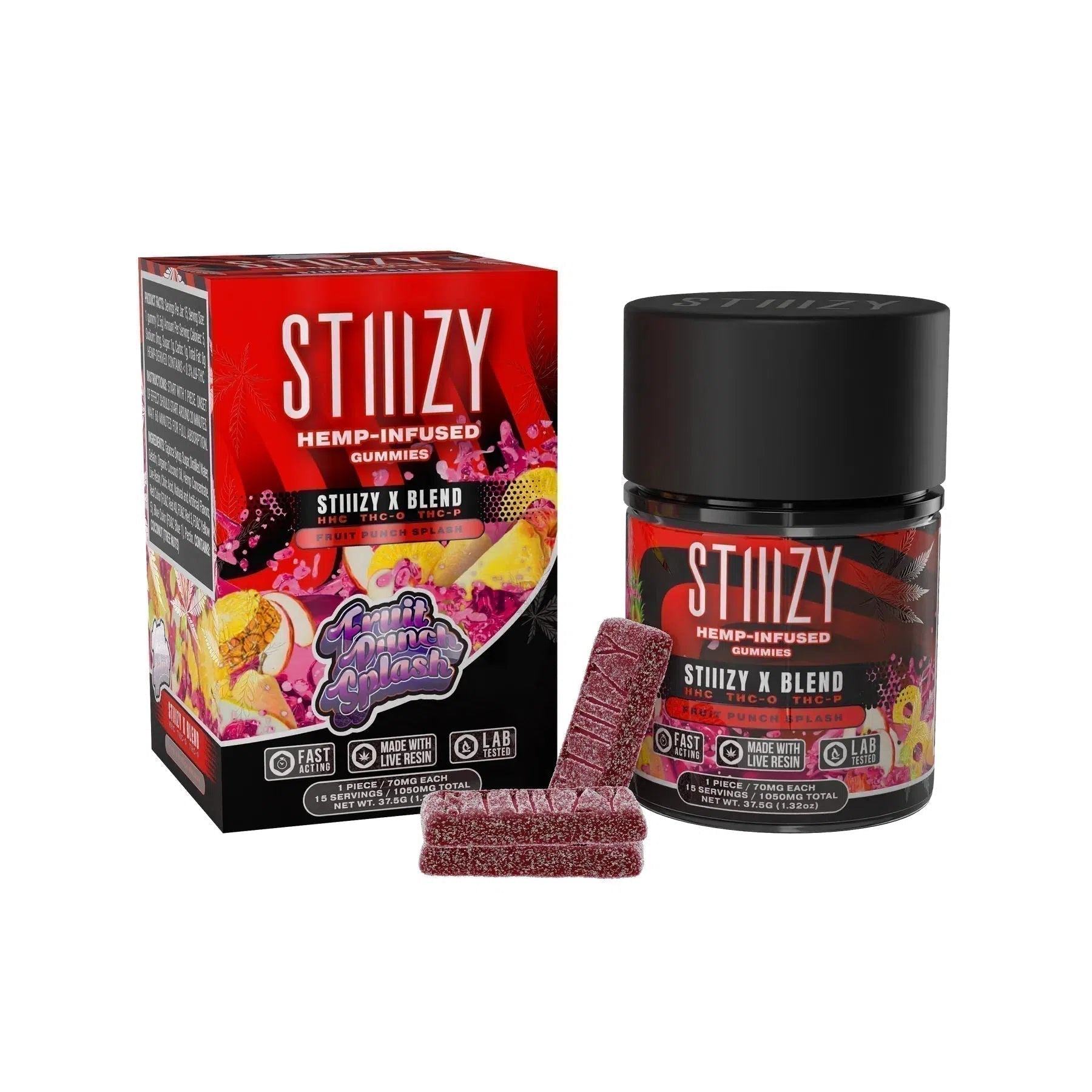 STIIIZY X Blend Gummies 1050mg Jar-Stiiizy-Fruit Punch Splash-NYC Glass