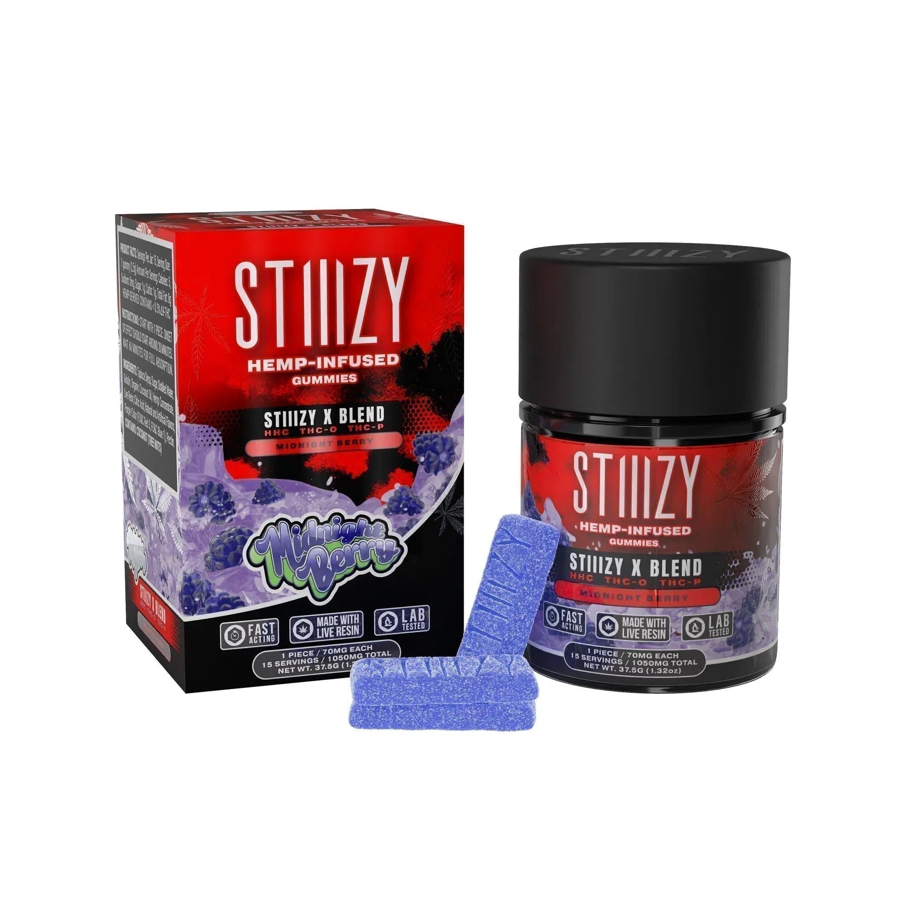 STIIIZY X Blend Gummies 1050mg Jar-Stiiizy-Midnight Berry-NYC Glass