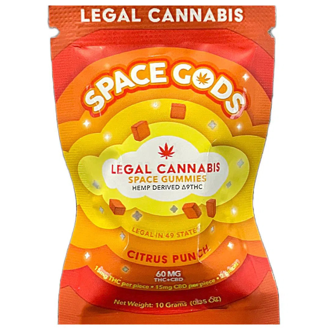 Space Gods Delta 9/CBD Gummies 60mg 2ct Bag-Space Gods-Citrus Punch-NYC Glass