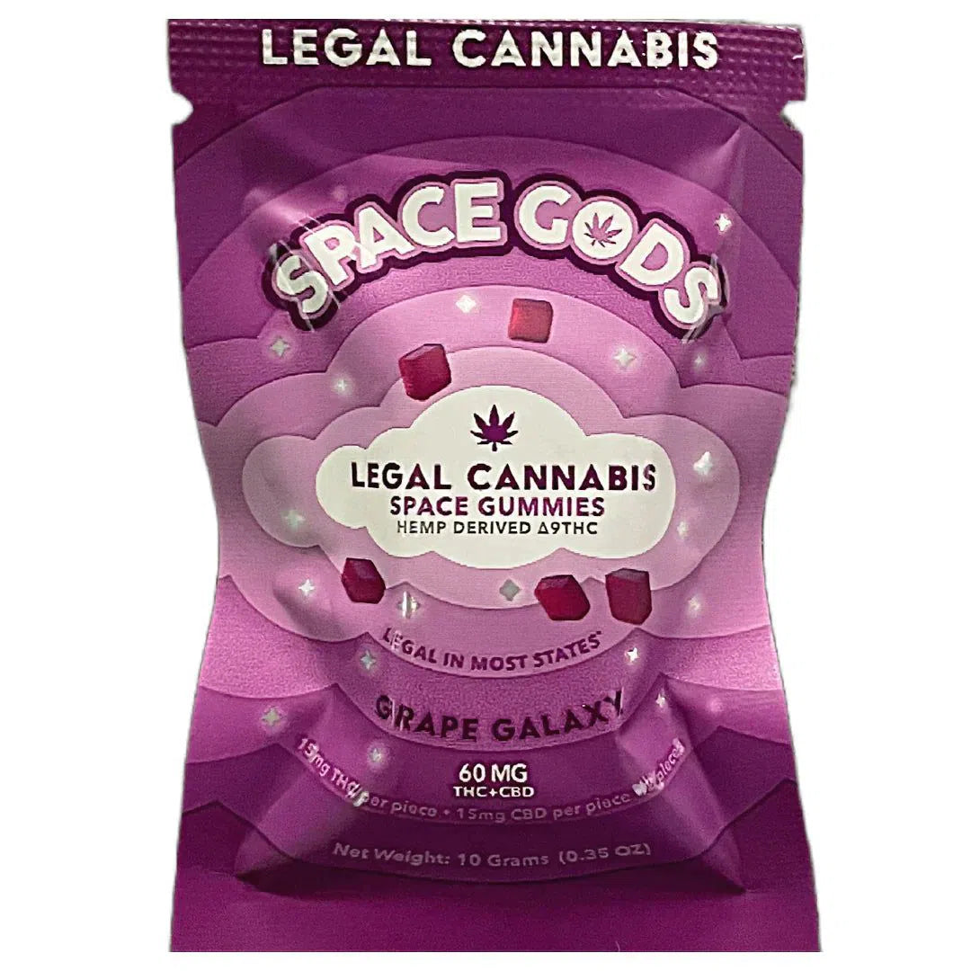 Space Gods Delta 9/CBD Gummies 60mg 2ct Bag-Space Gods-Grape Galaxy-NYC Glass