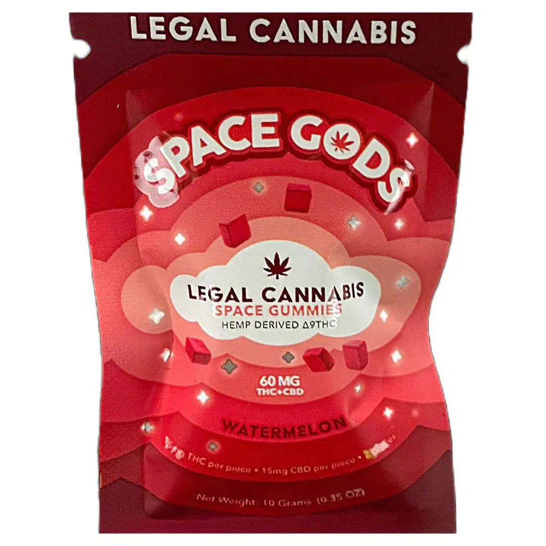 Space Gods Delta 9/CBD Gummies 60mg 2ct Bag-Space Gods-Watermelon-NYC Glass