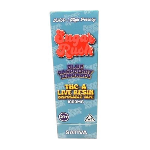 Sugar Rush THCA Live Resin Disposable 1000mg-Sugar Rush-Blue Raspberry Lemonade (Sativa)-NYC Glass