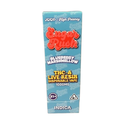 Sugar Rush THCA Live Resin Disposable 1000mg-Sugar Rush-Blueberry Marshmellow (Indica)-NYC Glass