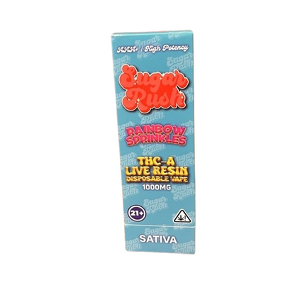 Sugar Rush THCA Live Resin Disposable 1000mg-Sugar Rush-Rainbow Sprinkles (Sativa)-NYC Glass