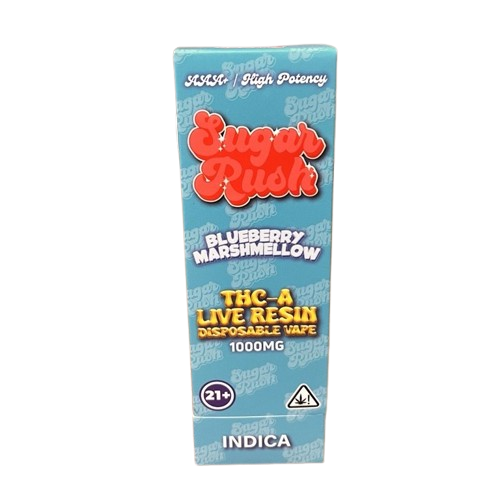 Sugar Rush THCA Live Resin Disposable 1000mg-THC Disposables-Sugar Rush-Blueberry Marshmellow (Indica)-NYC Glass