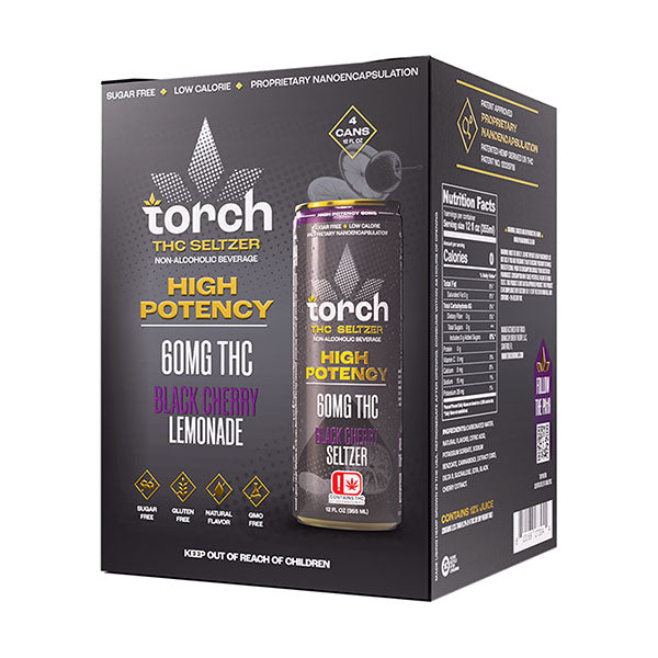 Torch High Potency THC Seltzer 12oz 4pk-Torch-Black Cherry 4pk-NYC Glass