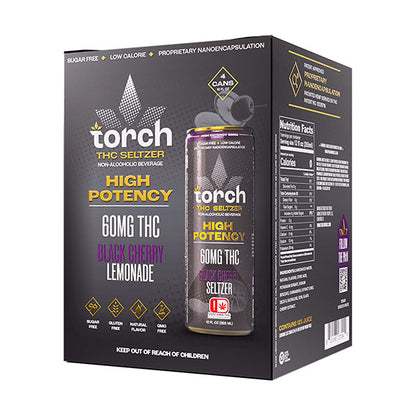 Torch High Potency THC Seltzer 12oz 4pk-Torch-Black Cherry 4pk-NYC Glass