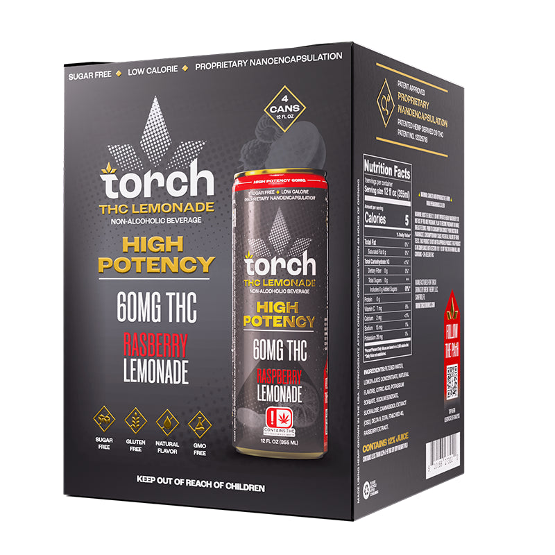 Torch High Potency THC Seltzer 12oz 4pk-Torch-Raspberry Lemonade 4pk-NYC Glass