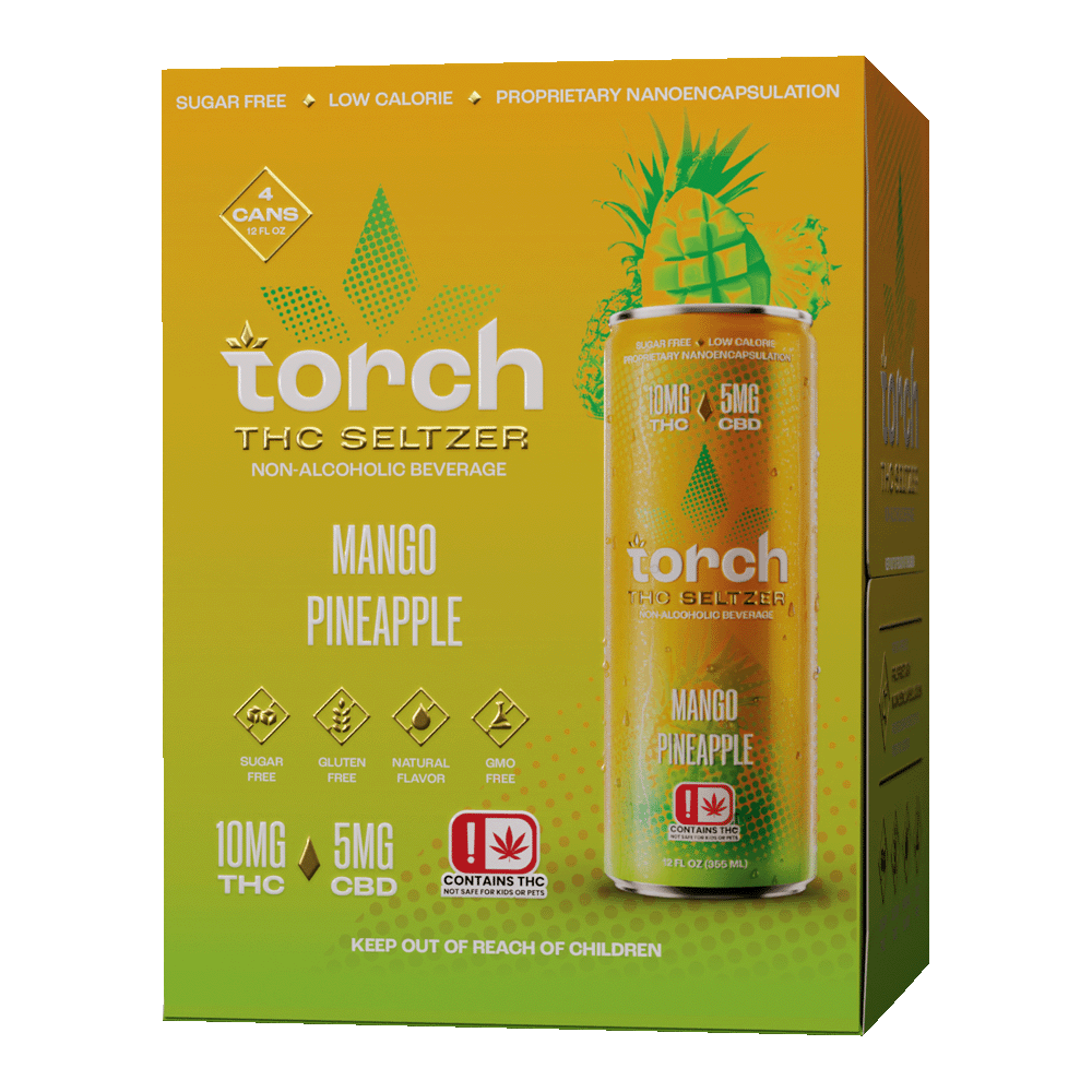 Torch THC Infused Seltzer & Iced Tea 12oz 4pk-Torch-Mango Pineapple Seltzer 4pk-NYC Glass