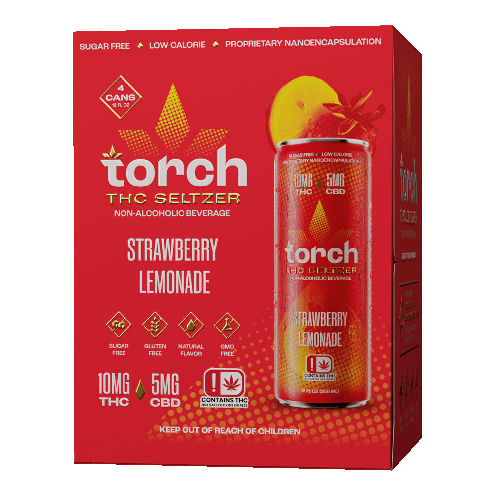 Torch THC Infused Seltzer & Iced Tea 12oz 4pk-Torch-Strawberry Lemonade Seltzer 4pk-NYC Glass