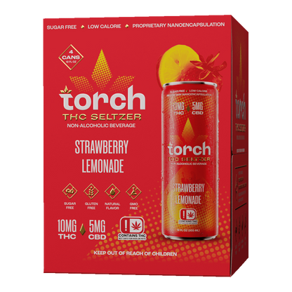 Torch THC Infused Seltzer & Iced Tea 12oz 4pk-Torch-Strawberry Lemonade Seltzer 4pk-NYC Glass