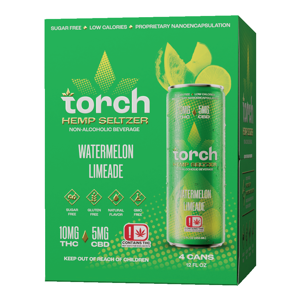Torch THC Infused Seltzer & Iced Tea 12oz 4pk-Torch-Watermelon Limeade Seltzer 4pk-NYC Glass