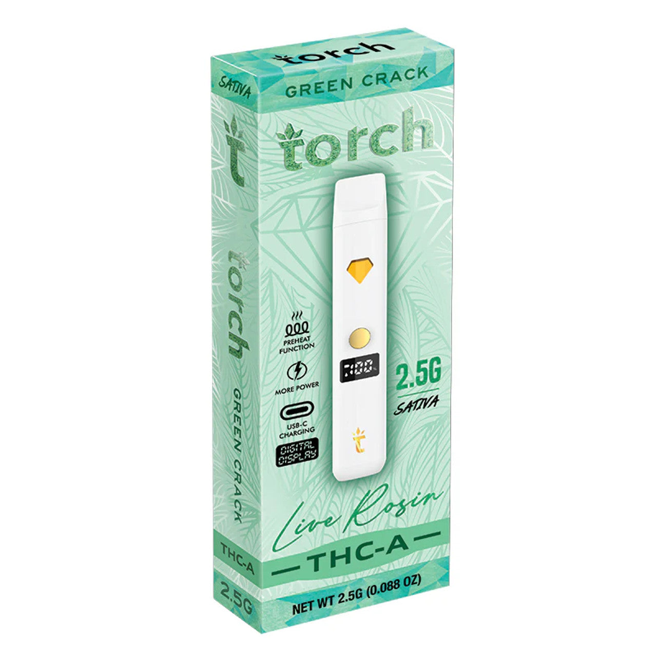 Torch THCA Live Rosin 2.5g Disposable-THC Disposables-Torch-Green Crack (Sativa)-NYC GLASS 718