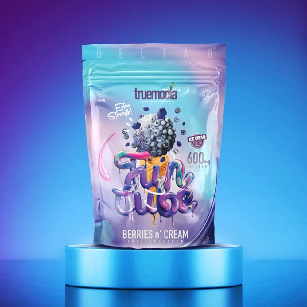 Truemoola Delta 8 Vegan Cube Gummies 600mg-Truemoola-Berries n Cream-NYC Glass