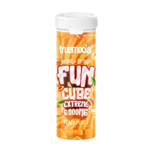 Truemoola Fun Cube EXTREME D8 + D9 Gummies 6,000mg Jar-Truemoola-Peach Punch-NYC Glass