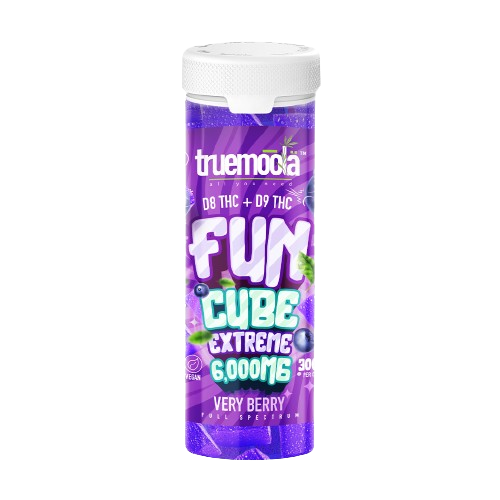 Truemoola Fun Cube EXTREME D8 + D9 Gummies 6,000mg Jar-Truemoola-Very Berry-NYC Glass