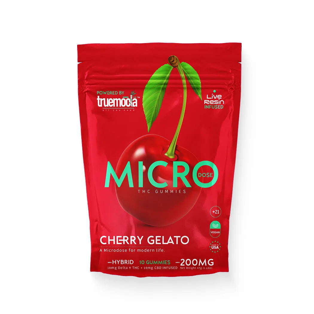 Truemoola Live Resin Infused Hybrid Micro Dose Cherry Gelato 200mg Gummies-Truemoola-NYC Glass