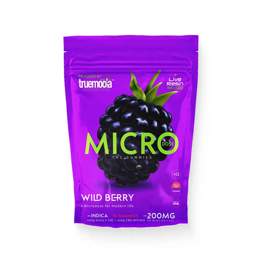 Truemoola Live Resin Infused Indica Micro Dose Wild Berry 200mg Gummies-THC Edibles-Truemoola-NYC Glass