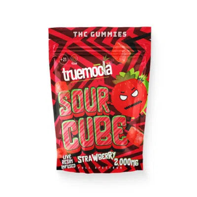Truemoola Live Resin Infused Sour Cube Full Spectrum THC Gummies 2000mg Bag-THC Edibles-Truemoola-Strawberry-NYC Glass