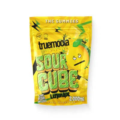 Truemoola Live Resin Infused Sour Cube Full Spectrum THC Gummies 2000mg Bag-Truemoola-Lemonade-NYC Glass