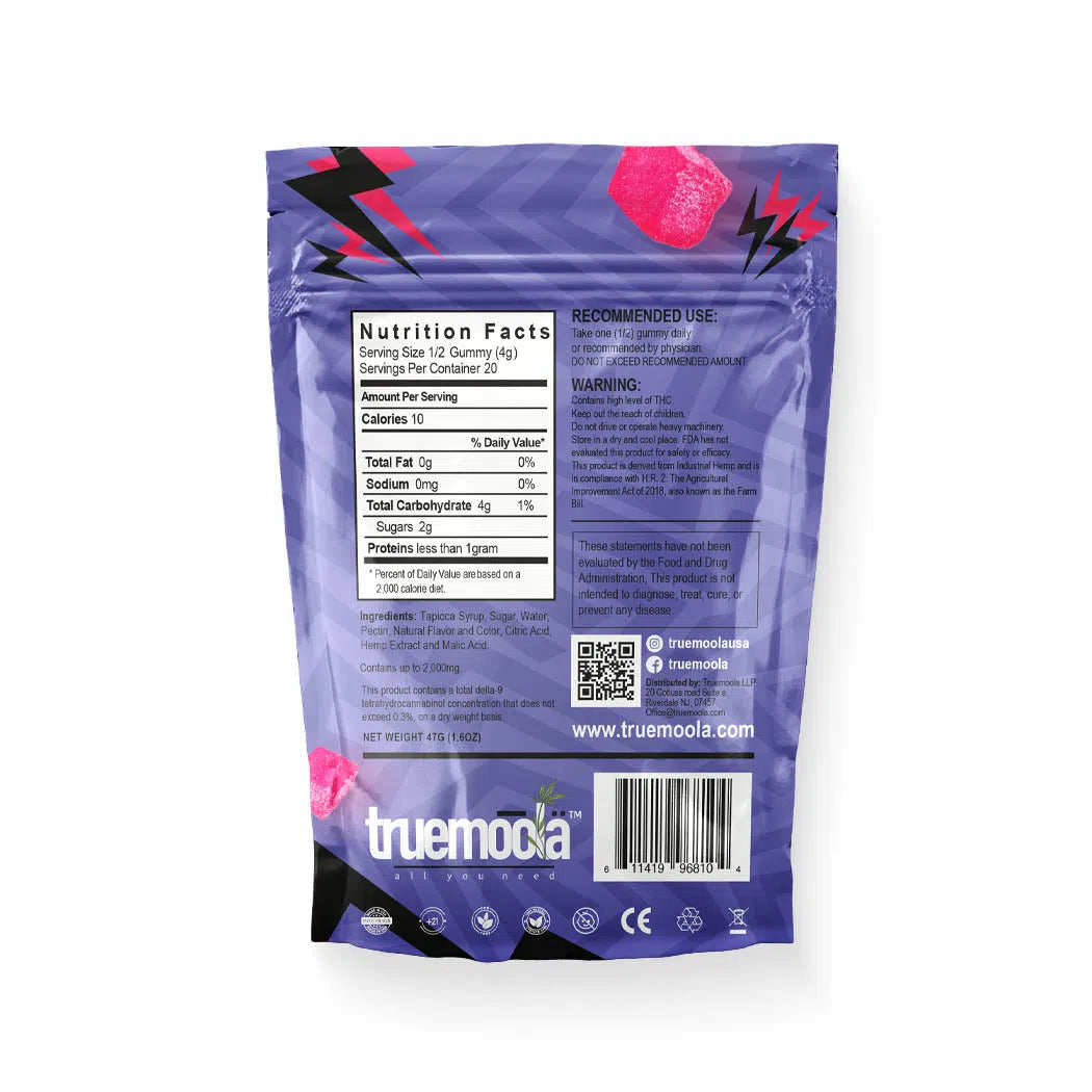 Truemoola Live Resin Infused Sour Cube Full Spectrum THC Gummies 2000mg Bag-Truemoola-NYC Glass