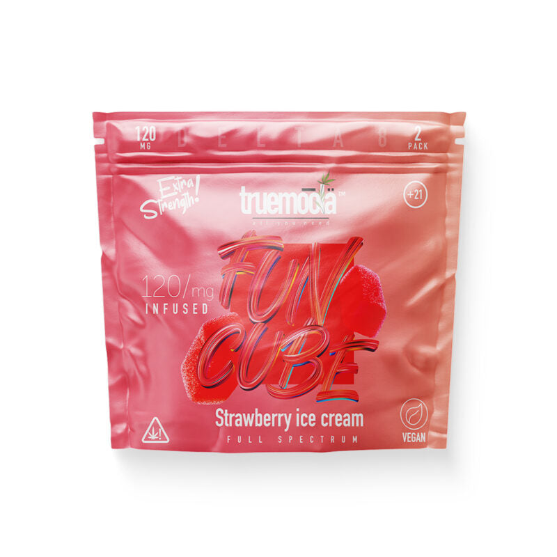 Truemoola Mini Fun Cube Delta 8 Gummies 2ct 120mg Bag-Truemoola-Strawberry Ice Cream-NYC Glass