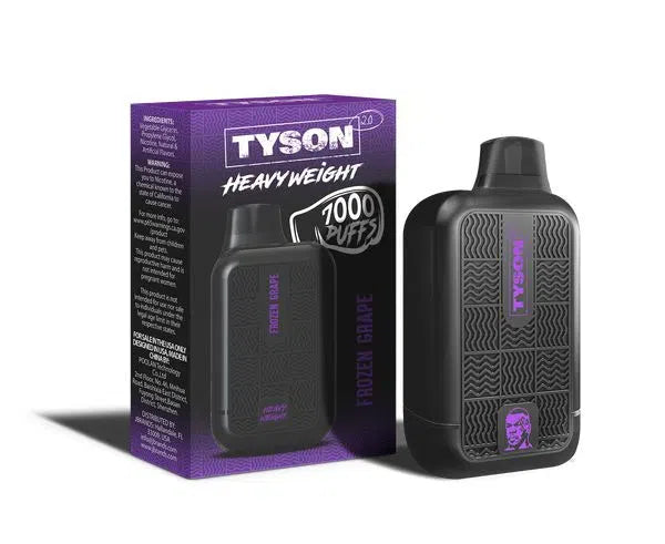 Tyson 2.0 Heavy Weight 7000 Puffs Nicotine Salt USB-C Rechargeable Disposable-Tyson-Frozen Grape 5%-NYC Glass