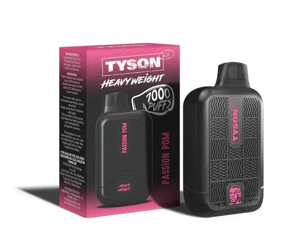 Tyson 2.0 Heavy Weight 7000 Puffs Nicotine Salt USB-C Rechargeable Disposable-Tyson-Passion Pom 5%-NYC Glass