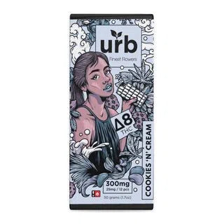 URB Delta 8 THC Chocolate Bar 300mg-URB-Cookies 'N' Creme-NYC Glass