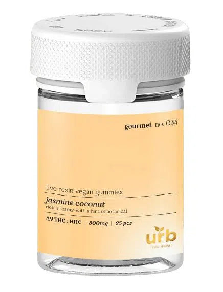 URB Gourmet Live Resin Delta-9/HHC 500mg Gummies-URB-Jasmine Coconut-NYC Glass