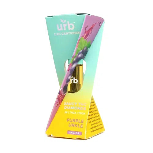 URB Saucy Diamonds THC 510 Thread Vape Cartridge 2.2ml (D8, THCA, THCH)-URB-Purple Urkle (Indica)-NYC Glass