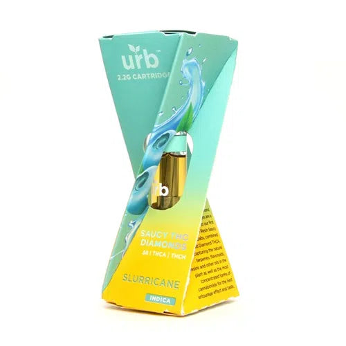 URB Saucy Diamonds THC 510 Thread Vape Cartridge 2.2ml (D8, THCA, THCH)-URB-Slurricane (Indica)-NYC Glass