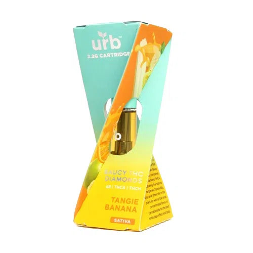 URB Saucy Diamonds THC 510 Thread Vape Cartridge 2.2ml (D8, THCA, THCH)-URB-Tangie Banana (Sativa)-NYC Glass