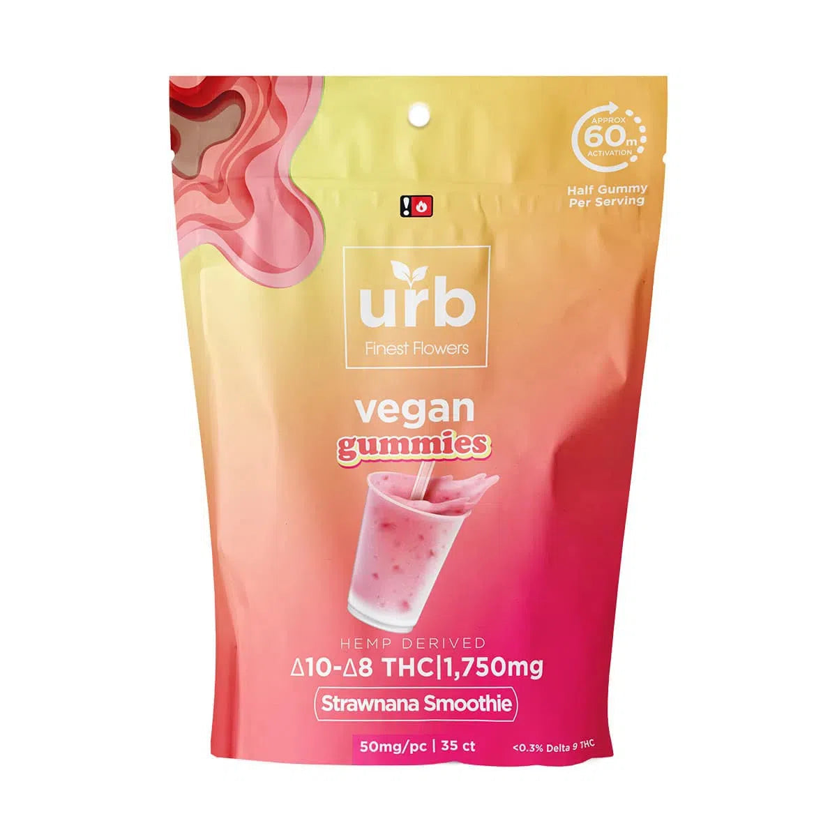 URB Vegan Delta 8 + Delta 10 THC Gummies 500mg & 1750mg-URB-Strawnana - 1750mg (35ct)-NYC Glass