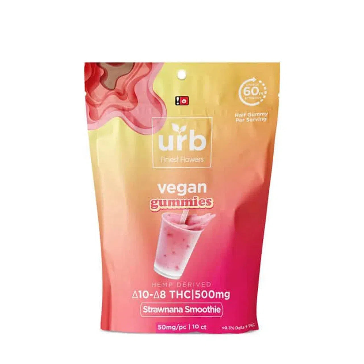 URB Vegan Delta 8 + Delta 10 THC Gummies 500mg & 1750mg-URB-Strawnana - 500mg (10ct)-NYC Glass