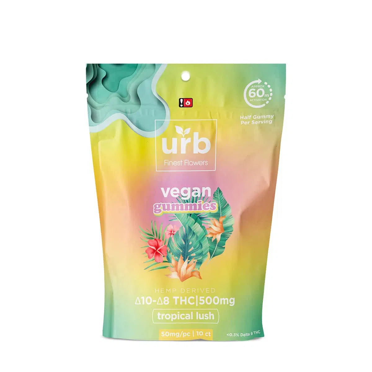 URB Vegan Delta 8 + Delta 10 THC Gummies 500mg & 1750mg-URB-Tropical Lush - 500mg (10ct)-NYC Glass