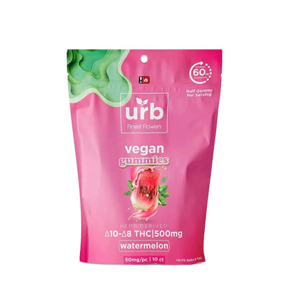 URB Vegan Delta 8 + Delta 10 THC Gummies 500mg & 1750mg-URB-Watermelon - 500mg (10ct)-NYC Glass