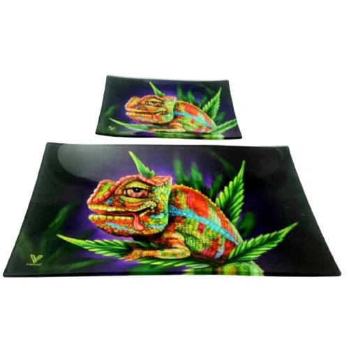 V Syndicate Shatterproof Glass Rolling Tray-V Syndicate-Cloud 9 Chameleon-NYC Glass