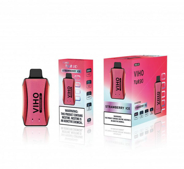 VIHO Turbo Midnight 10,000 Puff Nicotine Disposable 5 Pack-VIHO-Strawberry Ice-NYC Glass