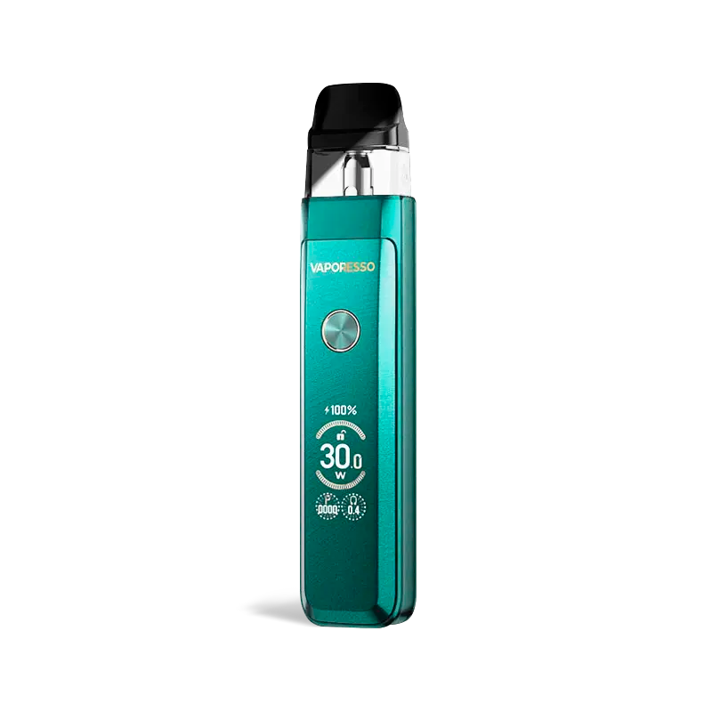 Vaporesso XROS Pro 2 pod system in Gem Green, showing its screen, button, and sleek aerospace alloy design.