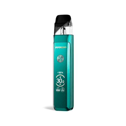 Vaporesso XROS Pro 2 pod system in Gem Green, showing its screen, button, and sleek aerospace alloy design.
