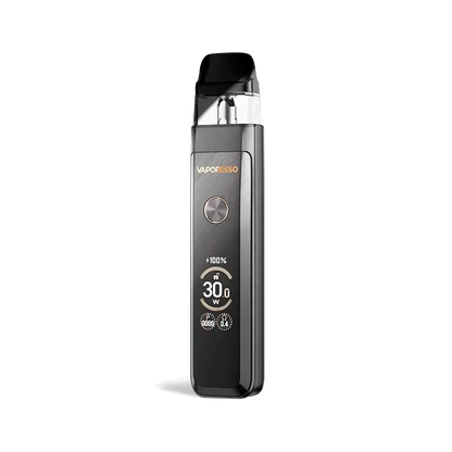 Vaporesso XROS Pro 2 pod system in glittering black with a clear pod, button, and digital display.